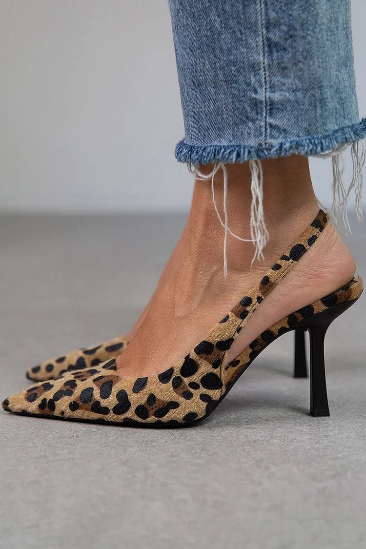 Angie | Leopard Print Slingback Heels