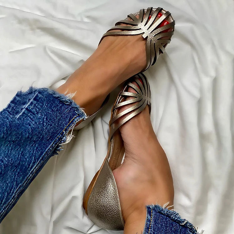 SOFIA | Open-toe perforated ballet flats – Chic and trendy footwear