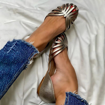 SOFIA | Open-toe perforated ballet flats – Chic and trendy footwear