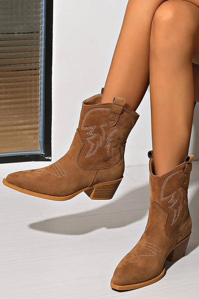 Ellie | Stylish Pointed-Toe Western Ankle Boot