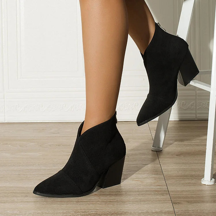 Hailey | Suede-Effect Pointed Ankle Boots