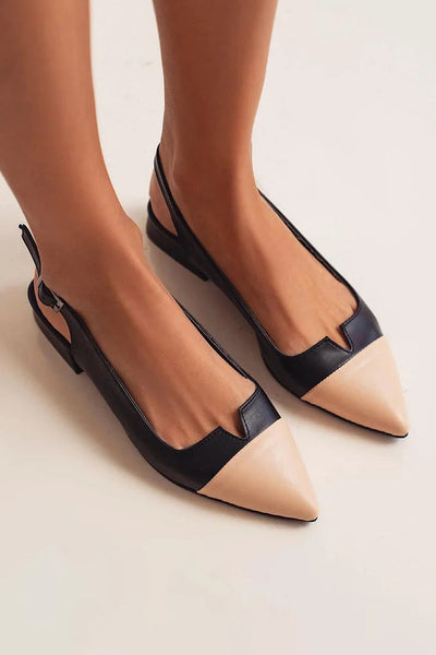 CATERINA | Elegant ballet flats with contrasting tip and bicolored details for a sophisticated look