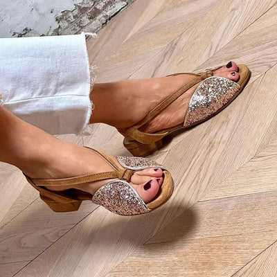 MARTINA | Glittering sandals with a low sole for an elegant and comfortable style