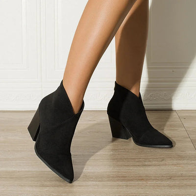 Hailey | Suede-Effect Pointed Ankle Boots