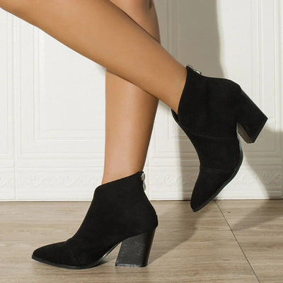 Hailey | Suede-Effect Pointed Ankle Boots