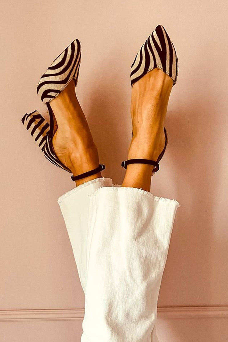Luna™ | Medium Heel Zebra Sandals