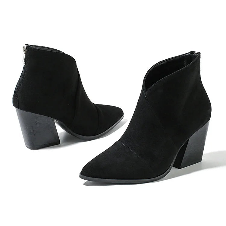 Hailey | Suede-Effect Pointed Ankle Boots