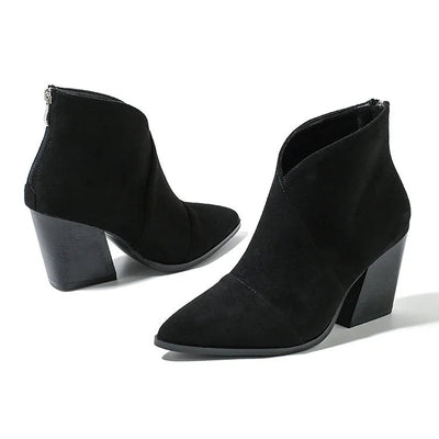 Hailey | Suede-Effect Pointed Ankle Boots
