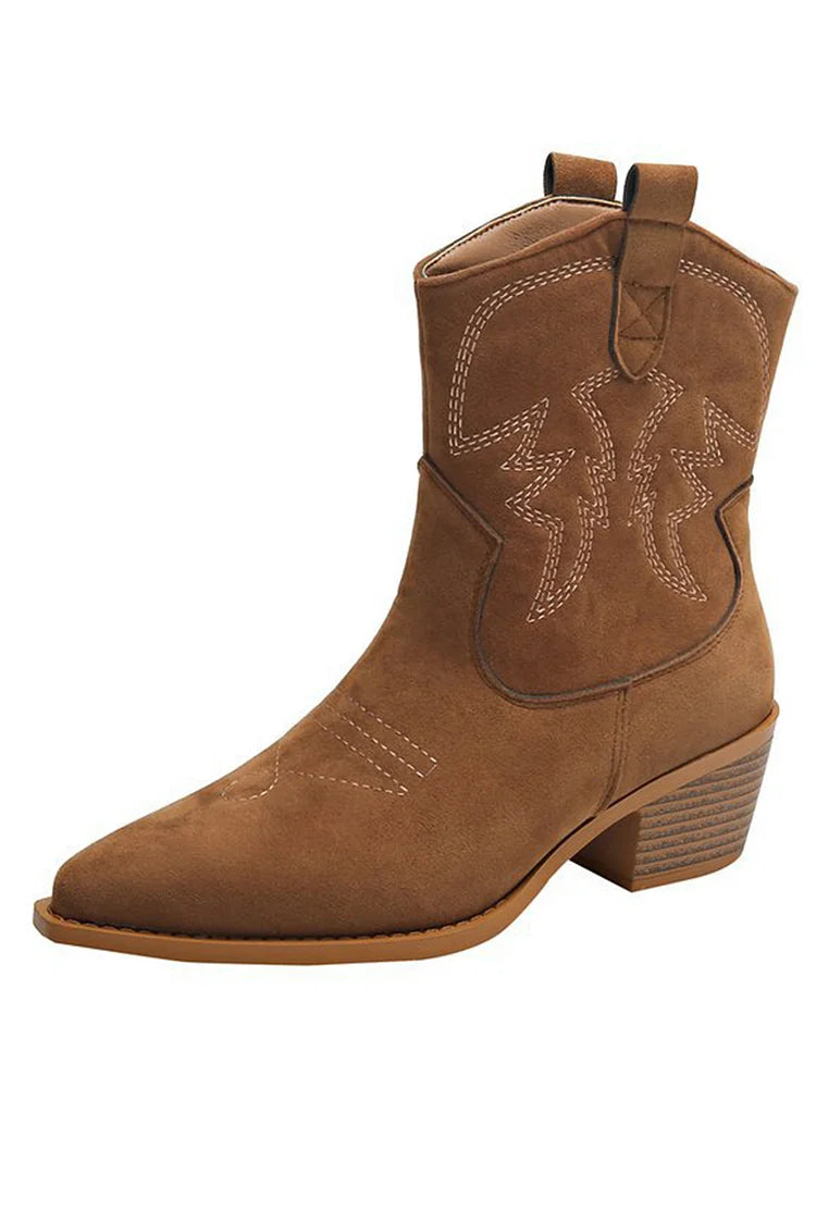 Ellie | Stylish Pointed-Toe Western Ankle Boot