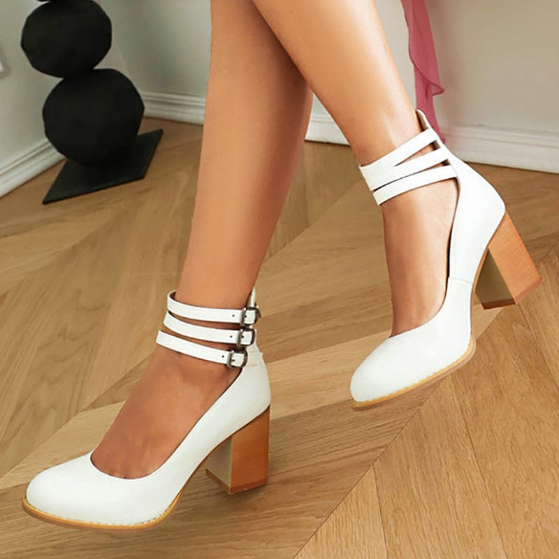 Ariana | Triple Strap Buckle Heels