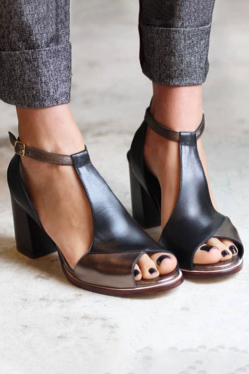 Siena | Black Patchwork Sandals