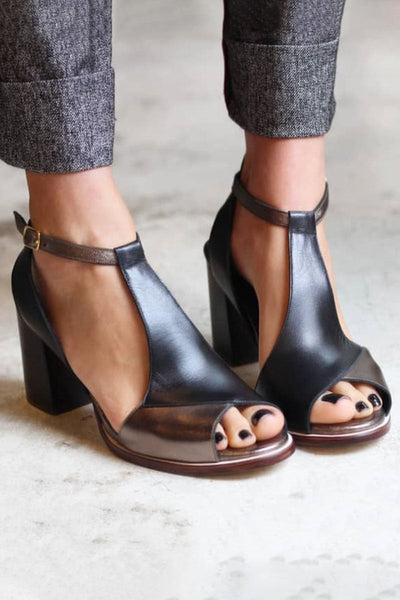 Siena | Black Patchwork Sandals