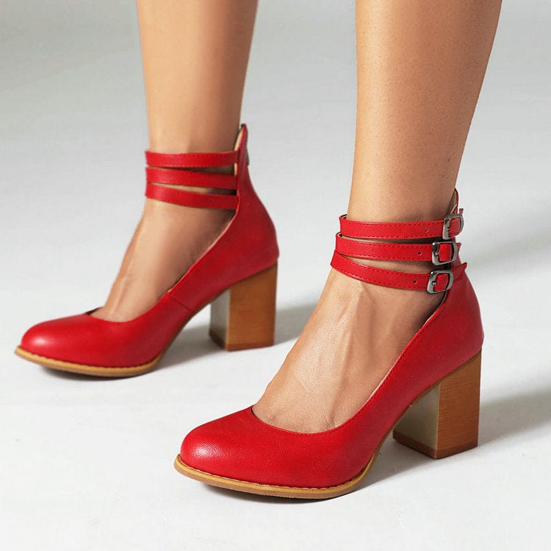 Ariana | Triple Strap Buckle Heels
