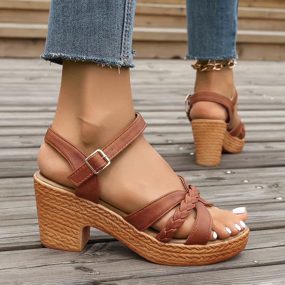 MELODIE | Braided Strap Elevated Sandals