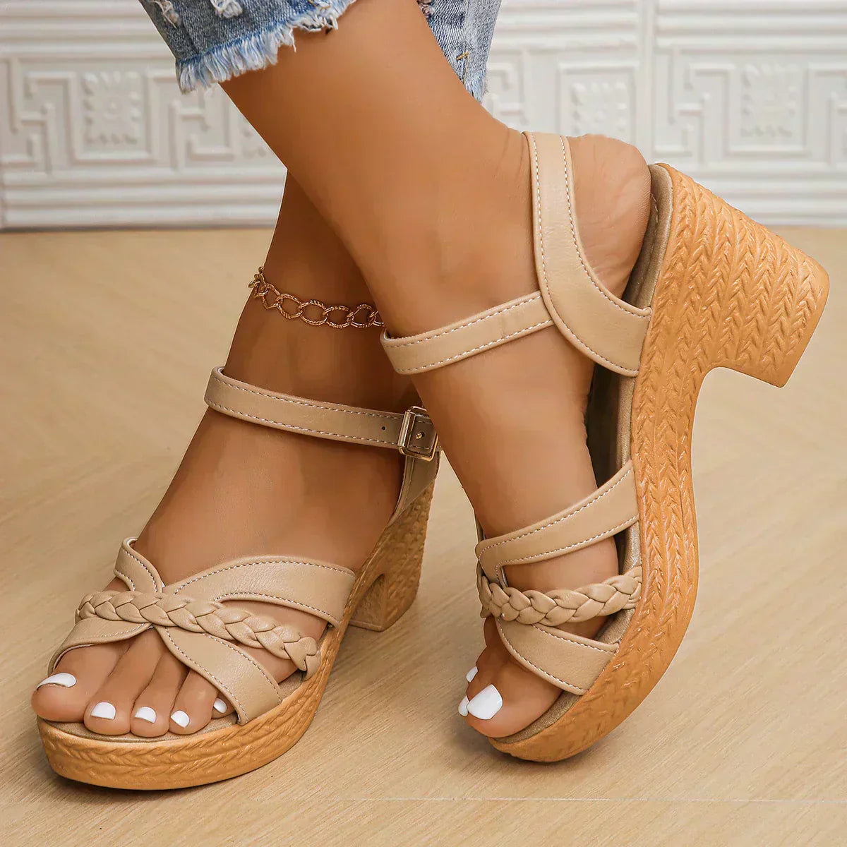 MELODIE | Braided Strap Elevated Sandals