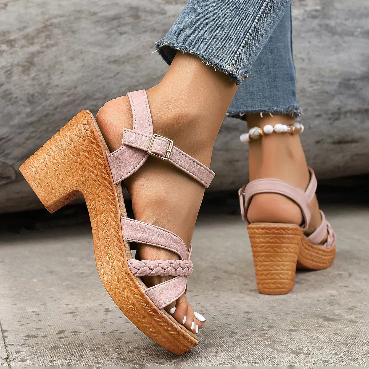 MELODIE | Braided Strap Elevated Sandals