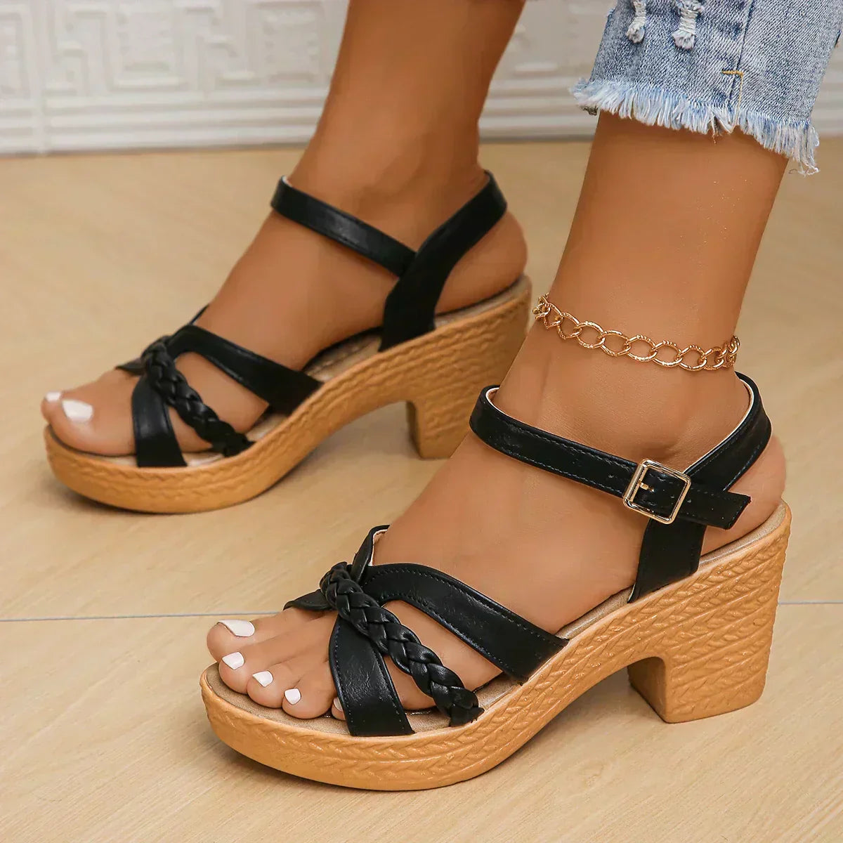 MELODIE | Braided Strap Elevated Sandals
