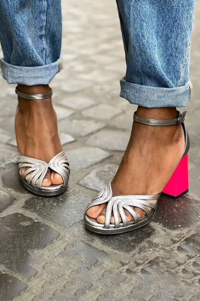 Naelle™ | Shiny Sandals with Thick Heel and Elegant Buckle